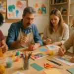 4 people attending an arts and craft workshop on the eastside.